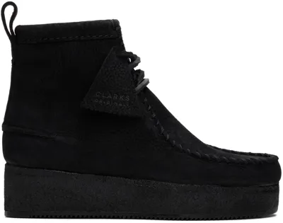 Clarks Originals Black Wallabee Craft Boots In Black Nubuck