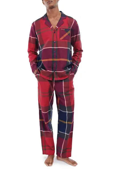 Barbour Men's Tartan Pajama Shirt & Pants Set In Large Red Tartan