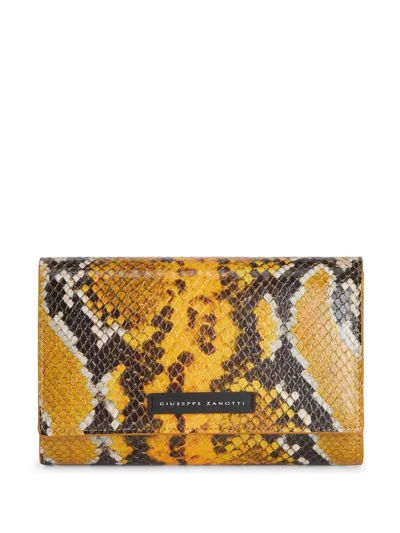 Giuseppe Zanotti Ulyana Snakeskin-effect Clutch Bag In Yellow