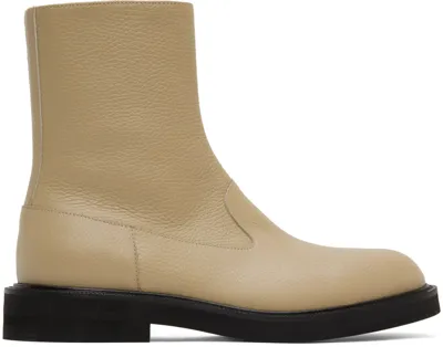 Dries Van Noten Beige Leather Chelsea Boots In 006 Ivory