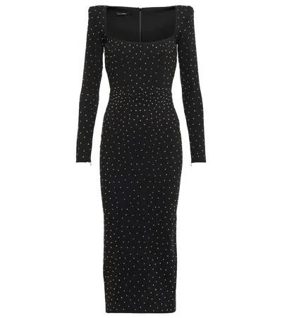 Alex Perry Tiernan Embellished Crêpe Midi Dress In Black