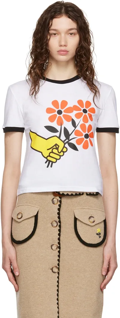 Cormio Mazzolino Fiori Ringer T-shirt In White