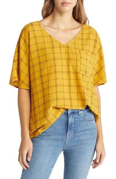 Nikki Lund Maddie Plaid Top In Yellow