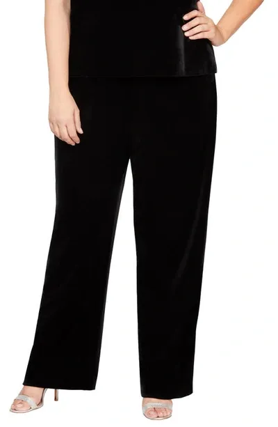 Alex Evenings Plus Size High-rise Pull-on Velvet Pants In Black