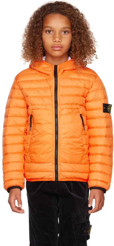 Stone Island Junior Kids Orange Quilted Down Jacket In V0032 Orange