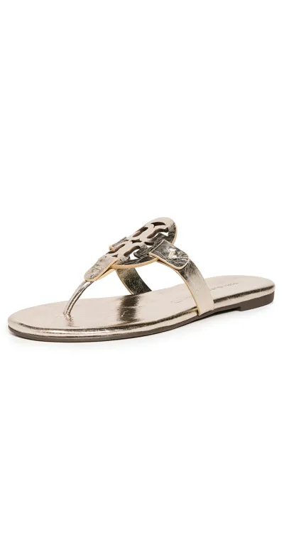 Tory Burch Miller Soft Metallic Leather Sandals In Spark Gold