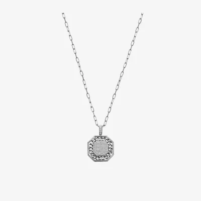 Shay 18k White Gold Octagon Diamond Pendant Necklace In Silver