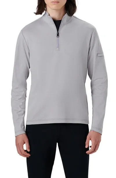 Bugatchi Cotton Quarter Zip Pullover In Cement