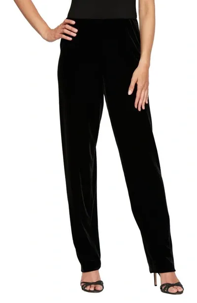 Alex Evenings Slim Velvet Pull-on Pants In Black