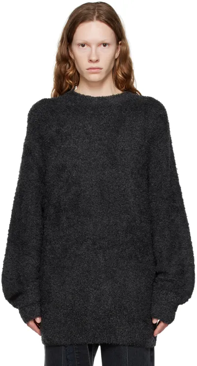 Amomento Black Crewneck Sweater In Charcoal