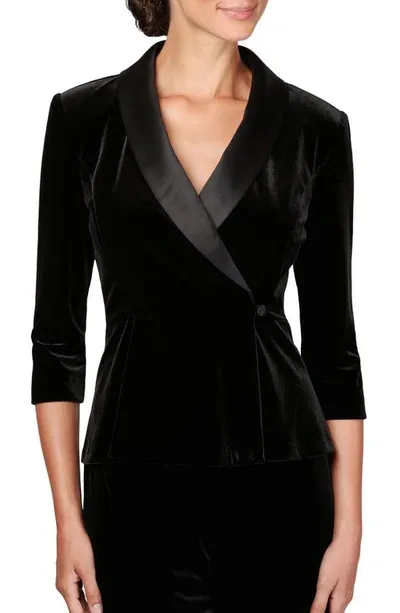 Alex Evenings Velvet Tuxedo Top In Black