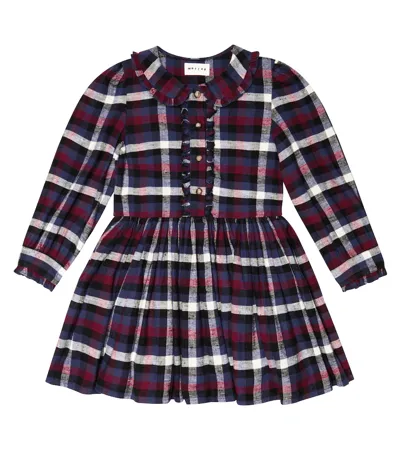 Morley Kids' Rio Checked Cotton Dress In Bleu