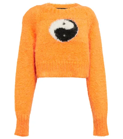 Rotate Birger Christensen Ying Yang Mohair-blend Sweater In Orange