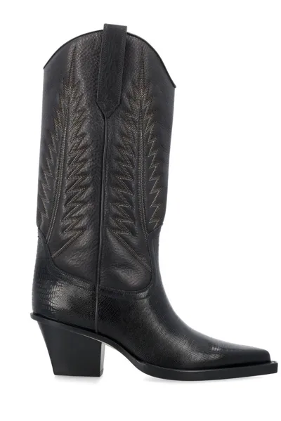 Paris Texas Pointed Toe Cowboy Boots In Black