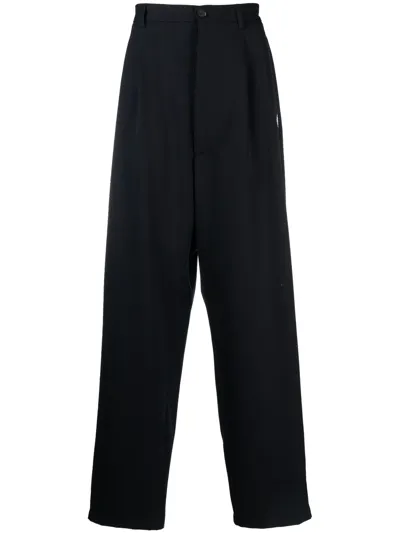 Marcelo Burlon County Of Milan Feather Print Wide-leg Tailored Trousers In Black