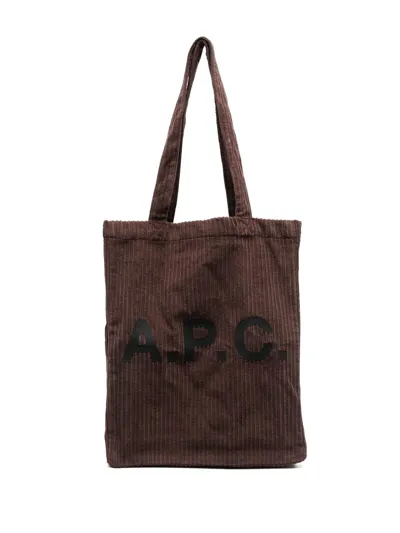 Apc Logo-print Corduroy Tote Bag In Braun