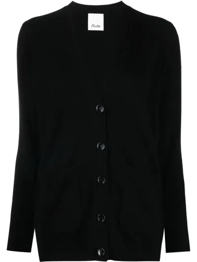 Allude V-neck Wool-blend Cardigan In Schwarz