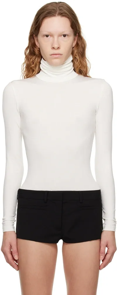 Wolford Colorado Stretch-jersey Turtleneck Thong Bodysuit In 1051 Ecrue