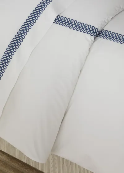 Matouk Astor Braid Full/queen Duvet Cover In Indigo