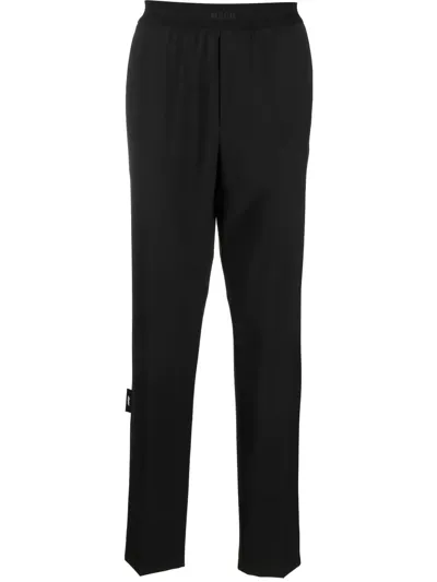 Msgm Logo-print Elasticated Waist Trousers In Black