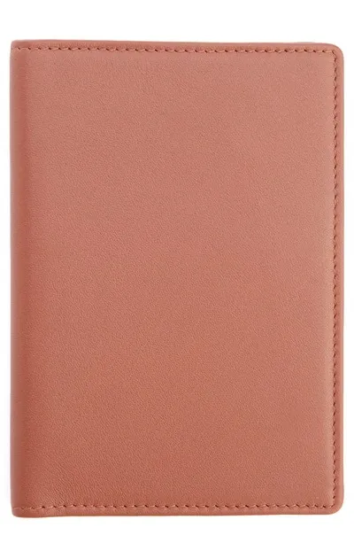 Royce New York Personalized Rfid Leather Card Case In Tan- Silver Foil