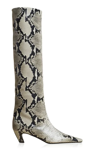 Khaite Davis Croc-effect Leather Knee-high Boots In Multicolor