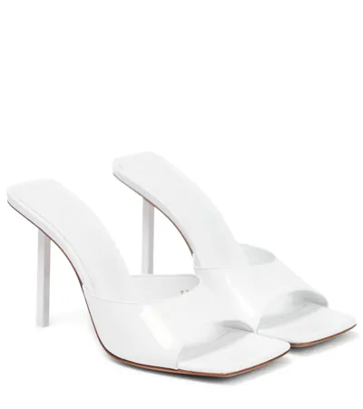 Amina Muaddi Laura Patent Leather Mules In White