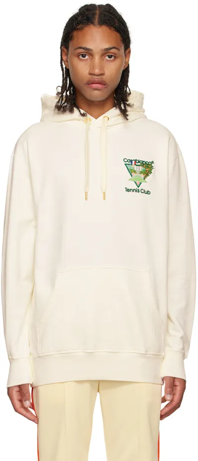 Casablanca Tennis Club Icon Embroidered Hoodie In White