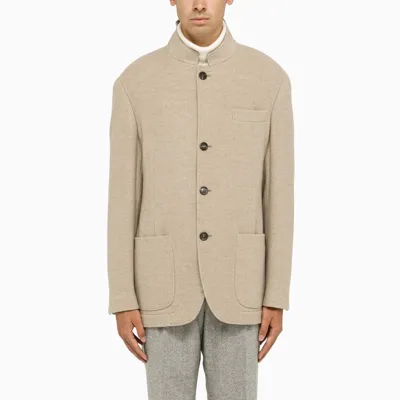 Brunello Cucinelli Almond-coloured Cashmere Single-breasted Jacket In Brown