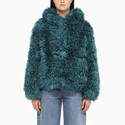 Becagli Cobalt Faux Fur Mohair Jacket In Yellow