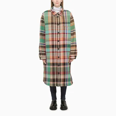 Dsquared2 Long Multi-coloured Check Shirt Jacket In Multicolor