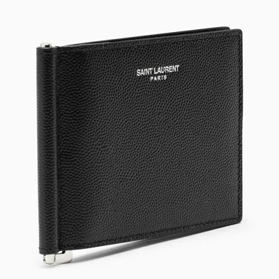 Saint Laurent Black Metal-clip Credit Card Holder