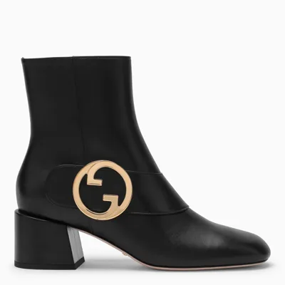 Gucci Blondie Black Leather Ankle Boots