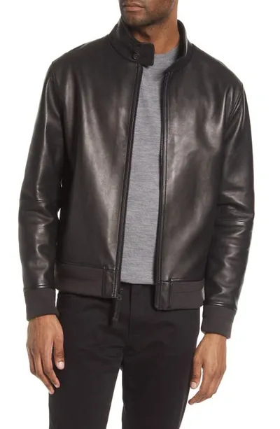 Vince Men's Harrington Leather Bomber Jacket In Black