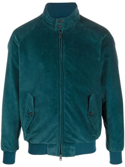 Baracuta Funnel Neck Corduroy Jacket In Blue