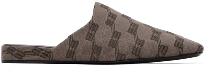 Balenciaga Cosy Logo-jacquard Canvas Mules In Dark Mink Grey