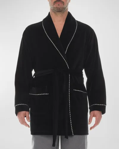 Majestic Men's Velour Smoking Jacket In Black