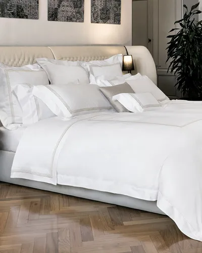 Signoria Firenze Granduca 600 Thread Count King Duvet Cover In White/pearl