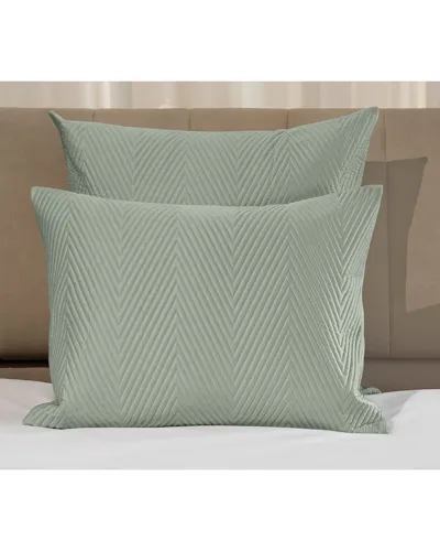 Signoria Firenze Letizia Knife Edge Quilted Sham In Silver Sage