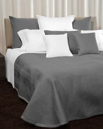 Signoria Firenze Letizia Quilted Queen Coverlet In Lead Grey