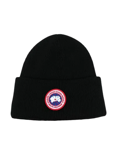 Canada Goose Kids' Arctic Disc Wool Beanie 6-16 Years In Black