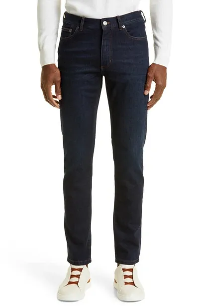 Zegna Stretch Denim City Fit Jeans In Dark Blue