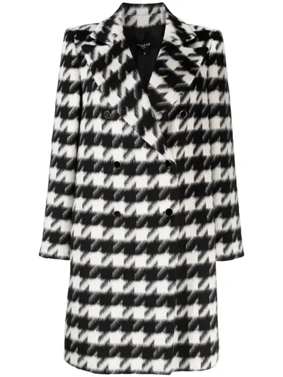 Paule Ka Houndstooth Knitted Coat In Schwarz