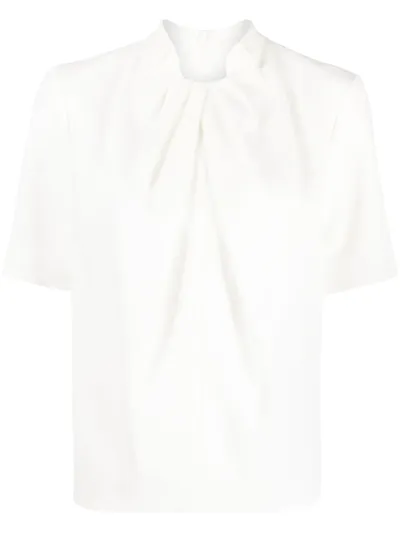 Paule Ka Gathered-neck Satin Top In Weiss