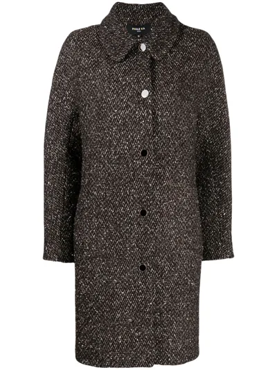 Paule Ka Herringbone Virgin Wool-silk Blend Coat In Schwarz