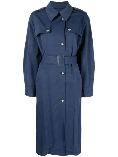 Paule Ka Belted Toile Coat In Blau