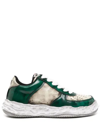 Miharayasuhiro Wayne Distressed Low-top Sneakers In Green