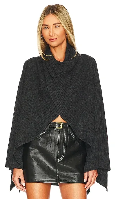 Autumn Cashmere Hybrid Rib Cape In Grey