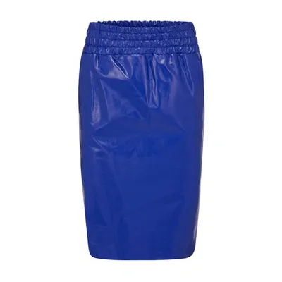 Tom Ford Thigh-slit Leather Pull-on Midi Skirt In Navy