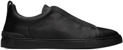 Zegna Black Triple Stitch Sneakers In Nee Black